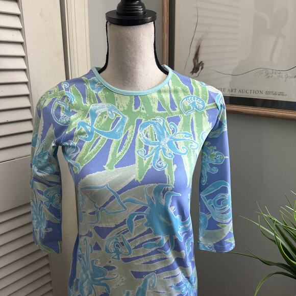 ANA CLARE Dress Womens XS Blue Green Mini Sheath Jersey Stretch Preppy Party - Picture 2 of 9